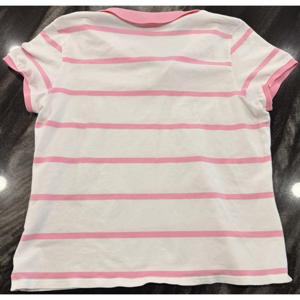 Ralph Lauren Sport Polo Shirt Women’s XL Pink White Striped Short Sleeve - Picture 3 of 4